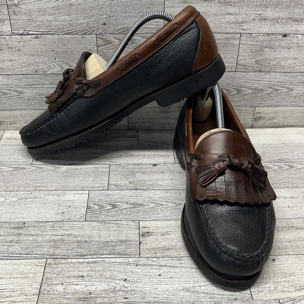 Allen‎ Edmonds Nashua Brown Black Moccasin Kiltie Tassel Loafers Men Size 10D
